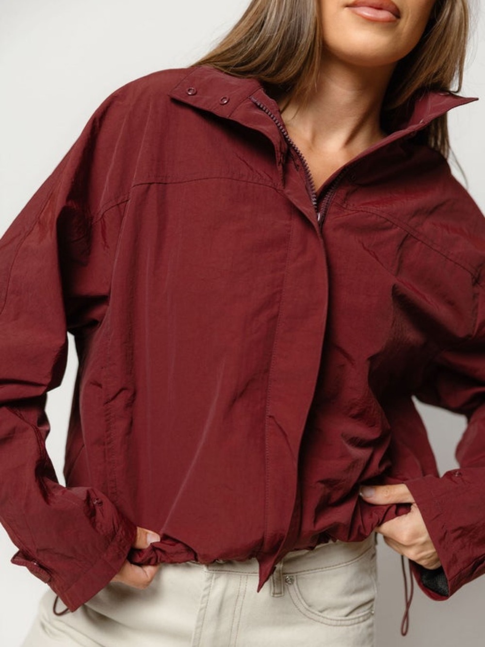 Worth Collective Drew Utility Windbreaker in Burgundy